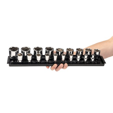 Tekton 1/2 Inch Drive 6-Point Socket Set with Rails, 19-Piece (3/8-1-1/2 in.) SHD92122